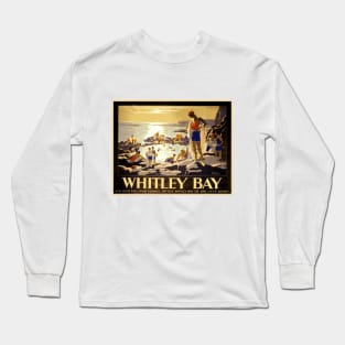 Vintage British Travel Poster: Whitley Bay Long Sleeve T-Shirt